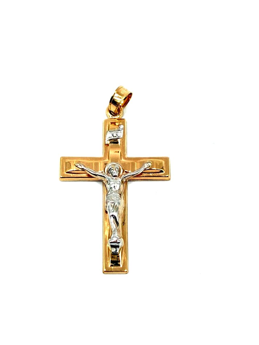 14k Crucifix Pendant, Yellow Gold  Cross Necklace Charm, Jesus Cross Pendant